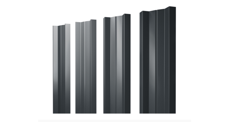 Штакетник М-образный А с прямым резом 0.5 GreenCoat Pural BT, matt RR2H3 (RAL 7016 антрацитово-серый)